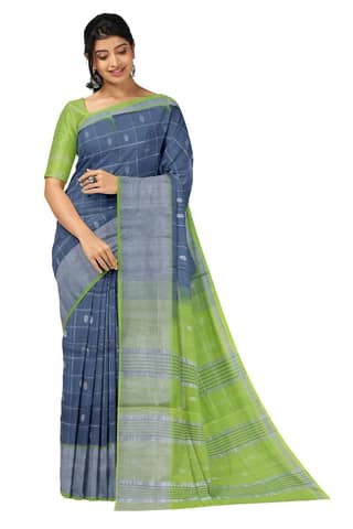 APCO Handloom - Women's Venkatagiri Pure Cotton Handloom Saree, Blue 13
