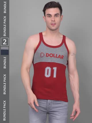 Men's Assorted Pack of 2 Solid Combed Cotton Racerback Styled Gym Vest
