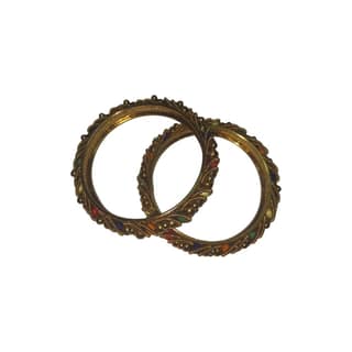 "Exquisite Golden Bangle Set with Multicolor Beads - Perfect for Traditional Occasions"