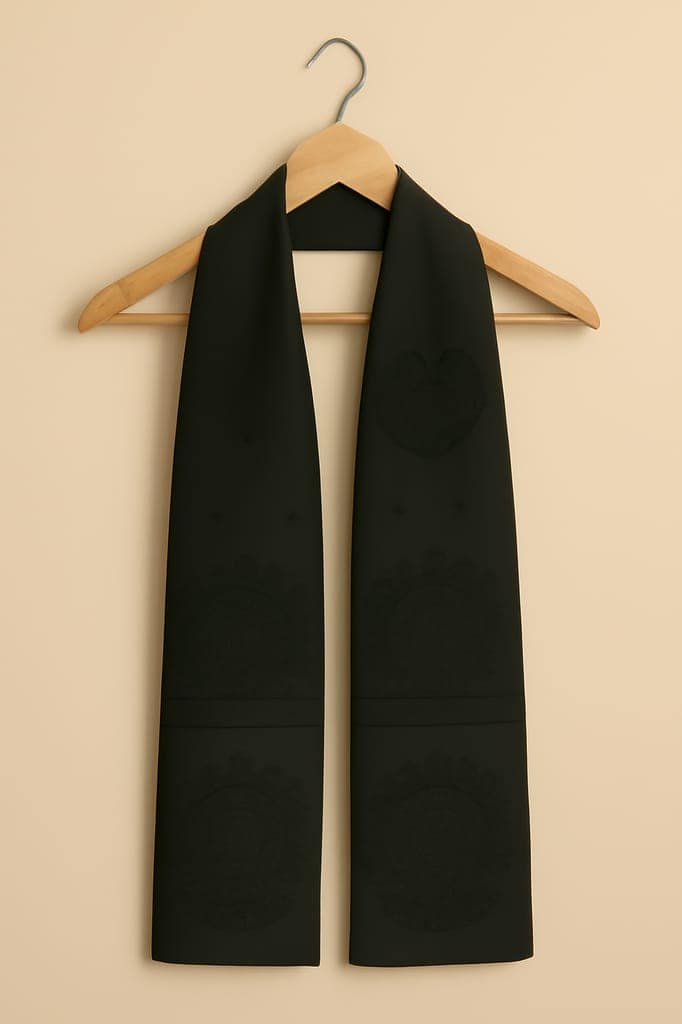 Handcrafted Madhubani Art Silk Stole – Black view 2