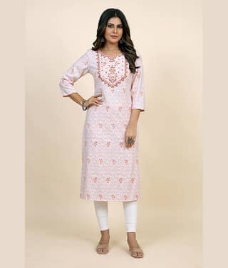 SARRAS Cotton Printed Straight Women's Kurti - Orange ( Pack of 1 )
