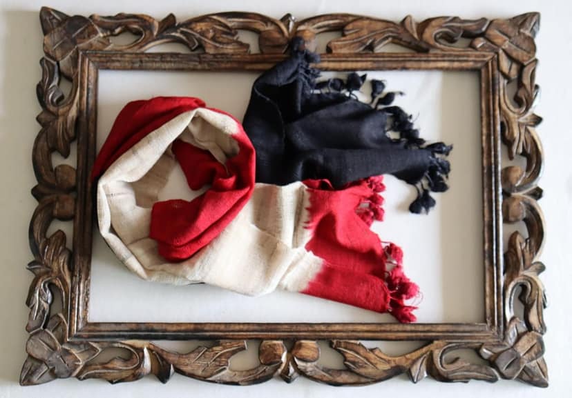 Handloom Stole Red-Black-Beige Ombre |Light Wool |Gifting |Fashion view 4