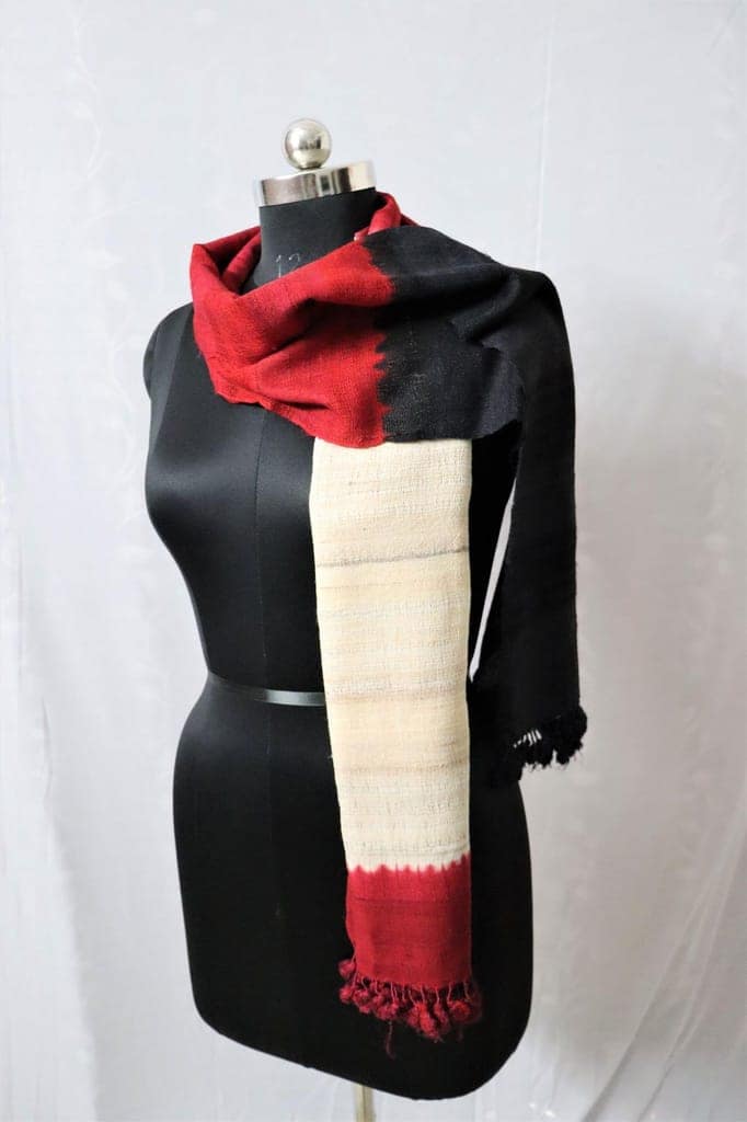 Handloom Stole Red-Black-Beige Ombre |Light Wool |Gifting |Fashion view 5