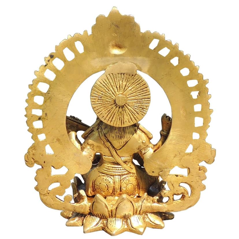 Brass Saraswati Ji God Idol - Artistic Decorative Murti, Height : 9.2 Inch (BSMAS1778 S) view 3