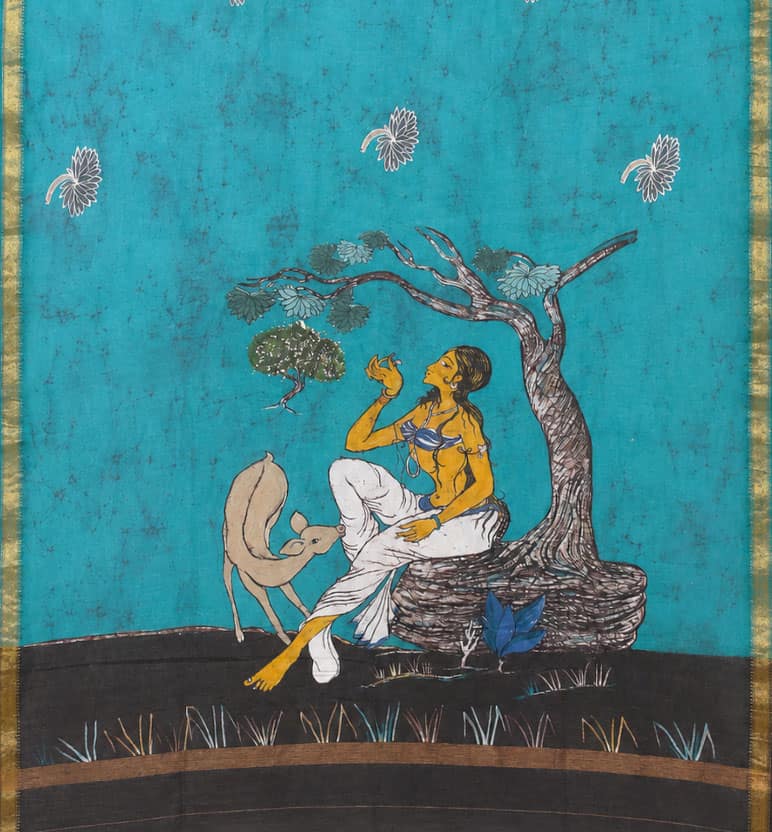 Handcrafted Batik Print Cotton By Silk Saree view 2