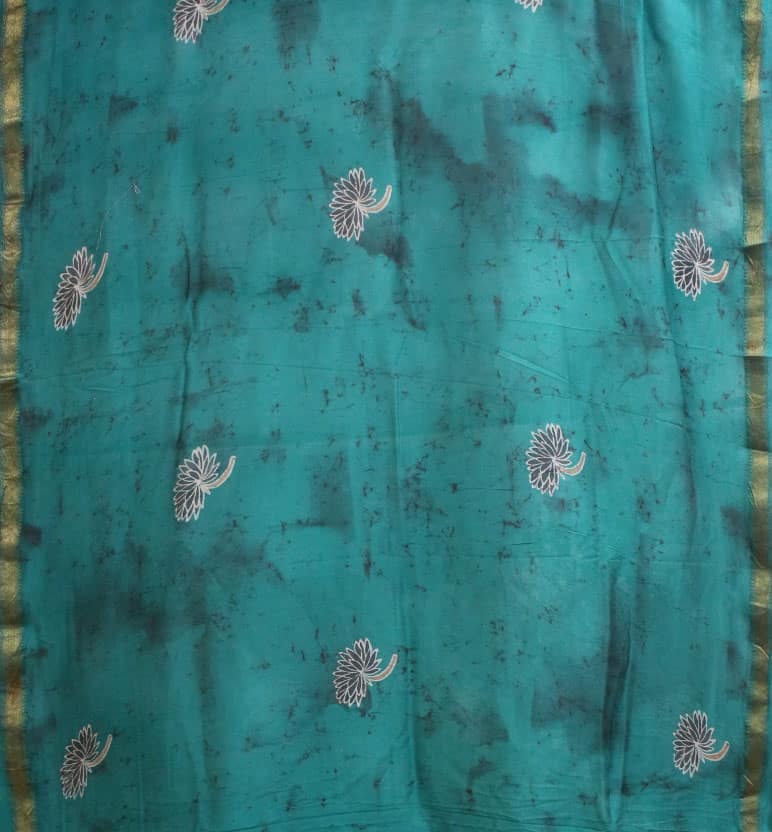 Handcrafted Batik Print Cotton By Silk Saree view 3
