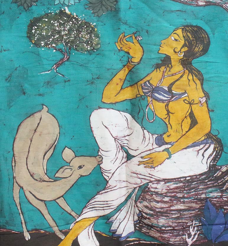 Handcrafted Batik Print Cotton By Silk Saree view 5