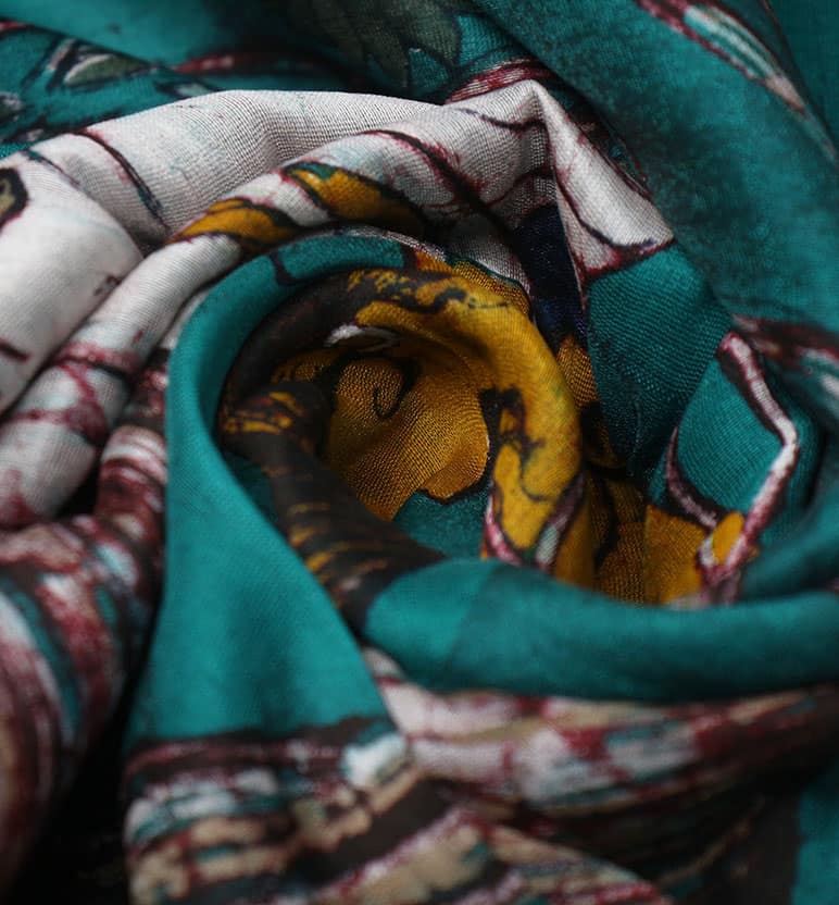 Handcrafted Batik Print Cotton By Silk Saree view 6