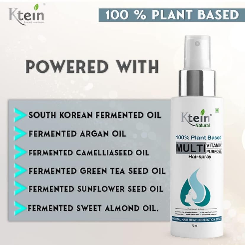 Ktein Natural 100% Plant Based Multi Vitamin Purpose with Deep Nourishment Hairspray for hair heat protection Frizz Free Hair 70ml view 5