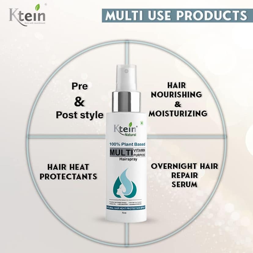 Ktein Natural 100% Plant Based Multi Vitamin Purpose with Deep Nourishment Hairspray for hair heat protection Frizz Free Hair 70ml view 7