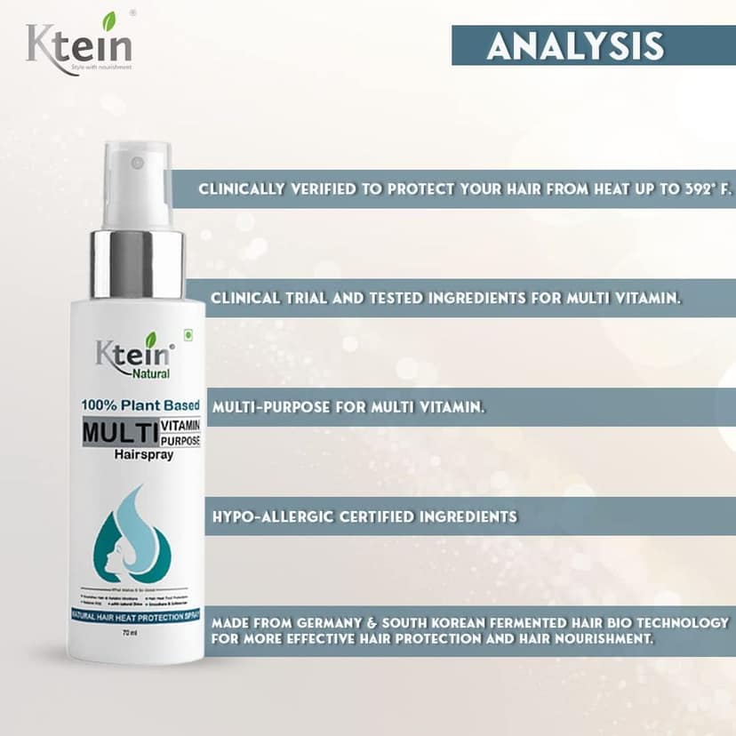 Ktein Natural 100% Plant Based Multi Vitamin Purpose with Deep Nourishment Hairspray for hair heat protection Frizz Free Hair 70ml view 8