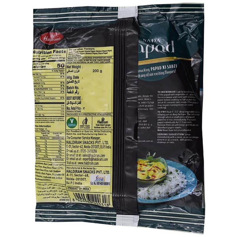 Haldiram's Papad - Sada, Del, 200 G Pouch view 2
