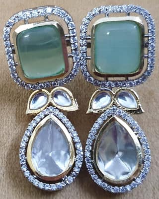Kundan with stones and american diamond Earrings