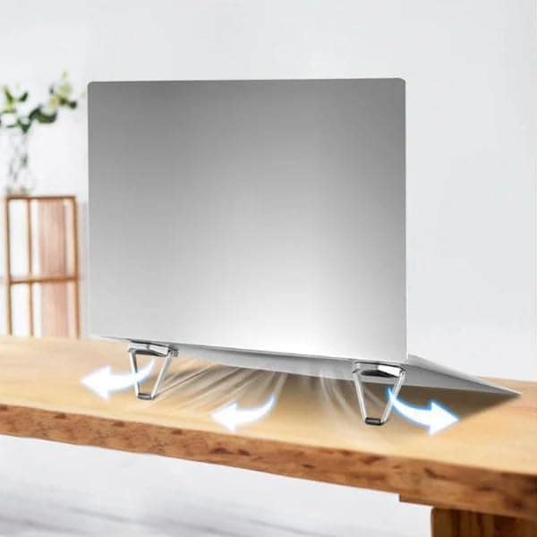 Invisible Mini Laptop Stand [2 Pcs] – Lightweight Zinc Alloy Foldable Laptop Riser, Self-Adhesive Ergonomic Desk Cooling Feet for Universal Laptops & Keyboards view 4