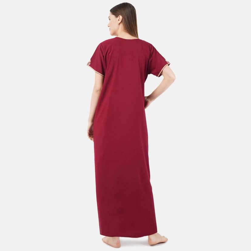 KOI SLEEPWEAR Lissybissy Nightgown with Light Cream Resham Embroidery and Pockets view 9