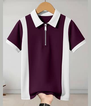 AUSK Men Cotton Blend Regular Fit Striped Polo T Shirt ( Purple )