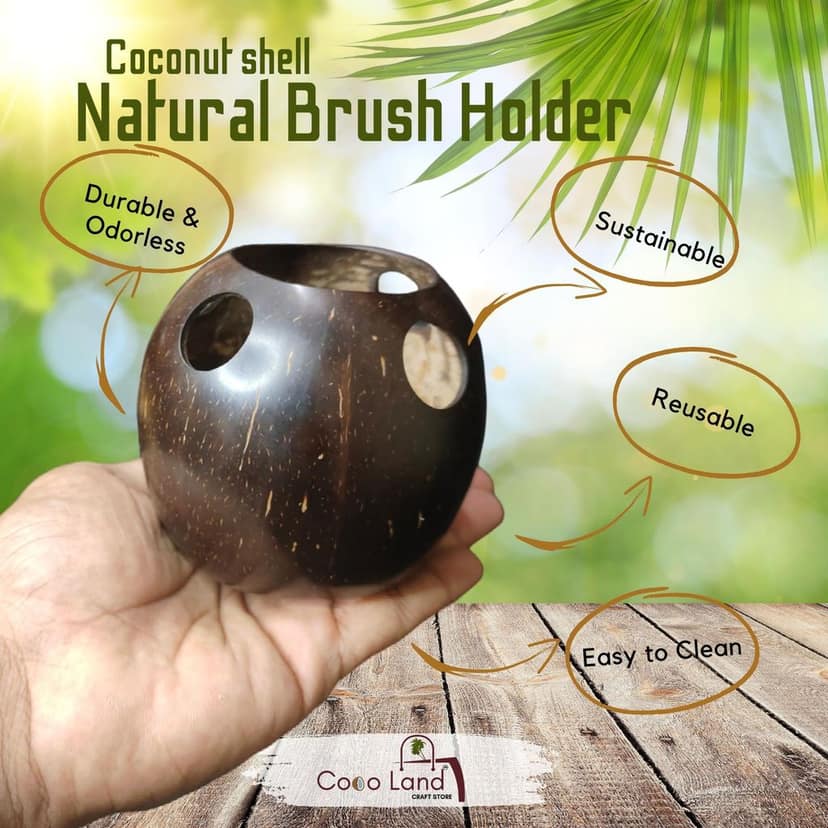 CocoLand Coconut Shell Brush Holder view 2