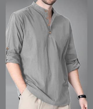 Vida Loca Cotton Blend Plain Shirt Style Kurta For Men ( Turquoise )