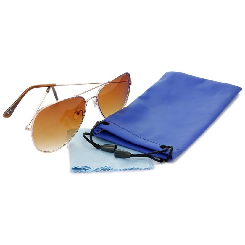 HRINKAR Pilot And Rectangular Stylish Sunglasses For Men And Women (Brown And Brown Lens | Gold And Brown Frame - HCMB007) With Free Paper 3D Glass view 5