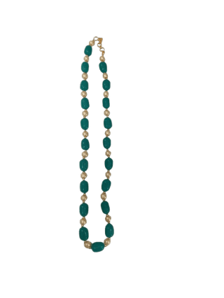 Turquoise Beaded Necklace with Gold Accents
