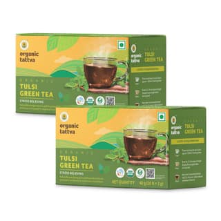 Organic Tattva Organic Tulsi Green Tea - 40g x Pack of 2