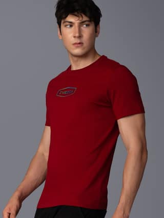 Men’s Trendy Pure Cotton European Fit Branded T-Shirt for Men-Dark Red