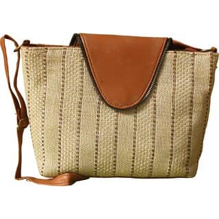 Womens Teal Textured Sling Bag with Tan Flap