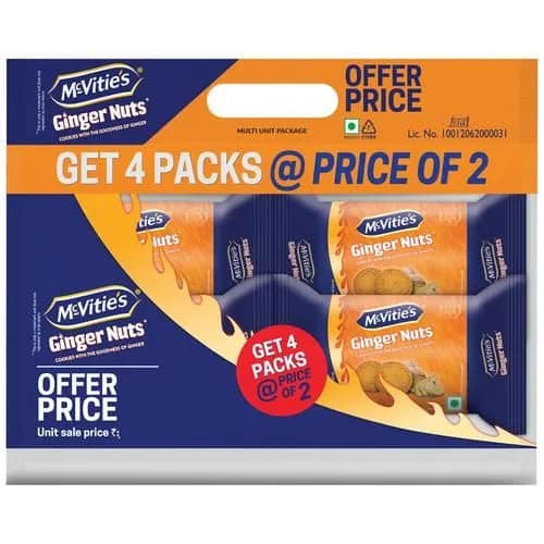 McVitie's Ginger Nuts Cookies - With The Goodness Of Ginger, 75 g (Buy 2 Get 2 Free)