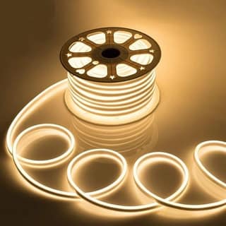 Light, 16.4 Feet Warm White Neon LED Strip Light with 12V Adapter | Flexible Cuttable Waterproof LED Rope Light