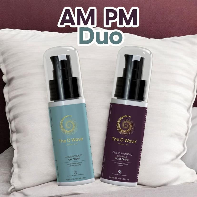 The D Wave AM PM Duo | Cell Rejuvenating Complex Night Crème | Moisture Boost Gel Crème | 30ml each | Reduce Signs Of Aging, Niacinamide, Hyaluronic Acid | Strengthen Skin Barrier, Prevents Moisture Loss view 3