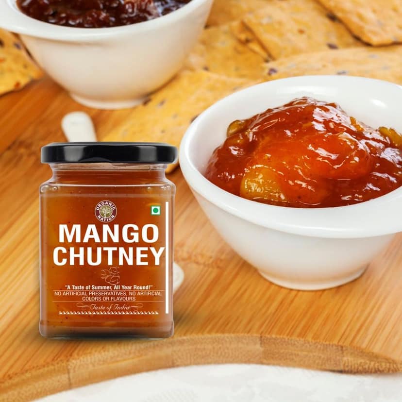 Organic Nation Mango Chutney 300g | Authentic Indian Sweet & Spicy Relish | Handcrafted with Fresh Mangoes & Natural Spices | No Preservatives | Perfect for Dips, Sandwiches & Curries view 3
