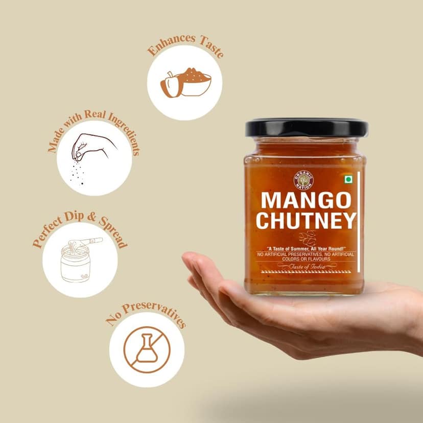 Organic Nation Mango Chutney 300g | Authentic Indian Sweet & Spicy Relish | Handcrafted with Fresh Mangoes & Natural Spices | No Preservatives | Perfect for Dips, Sandwiches & Curries view 5