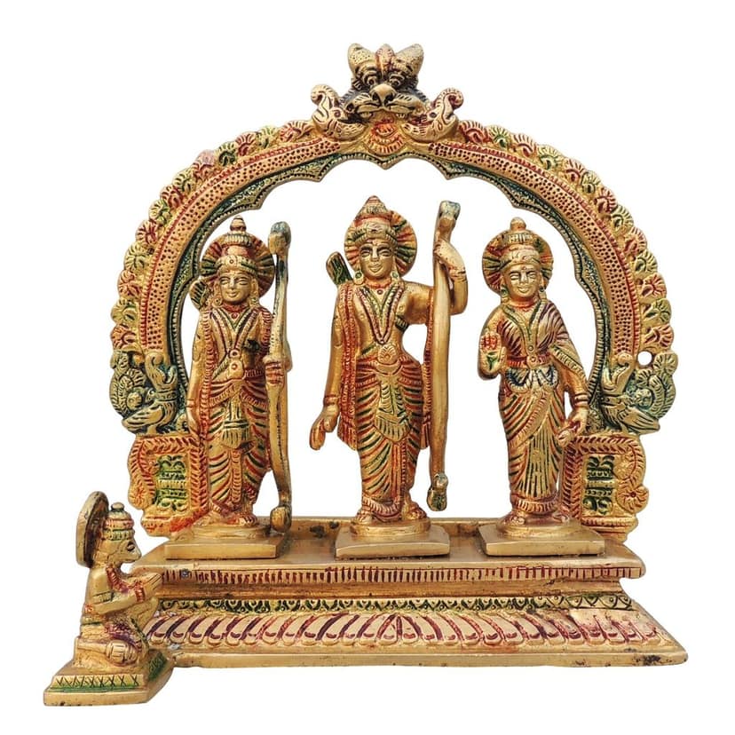 Brass Ram Darbar Same Base Idol | Ram Parivar Murti for Worship, Height : 9.5 Inch (BSMAS131 X) view 2