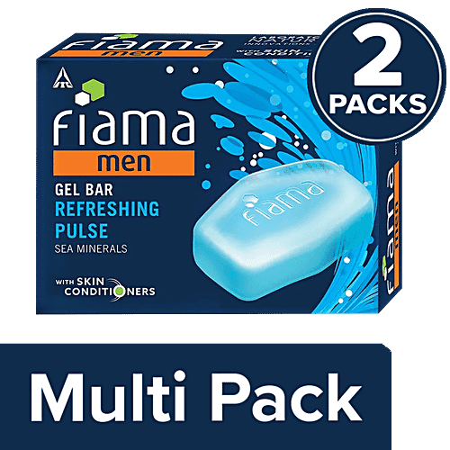 Fiama Gel Bathing Bar - Men, Refreshing Pulse, 2 x 125 g Multipack