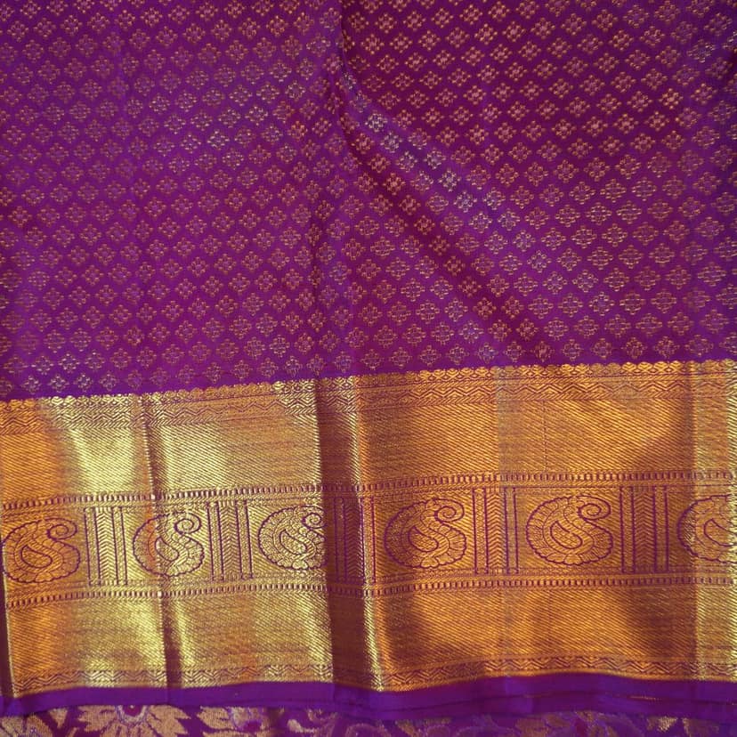 Violet Floral Bridal Kanchipuram Handloom Silk Saree - Vivaaha Silks view 6