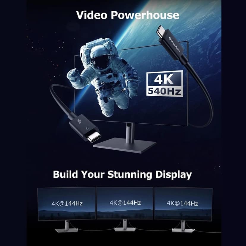 ACASIS [Intel Certified] 80Gbps Thunderbolt 5 Cable with 120Gbps Bandwidth Boost 3* 8K displays & 240W Charging Compatible with Thunderbolt 5/4/3/USB4.0 view 6