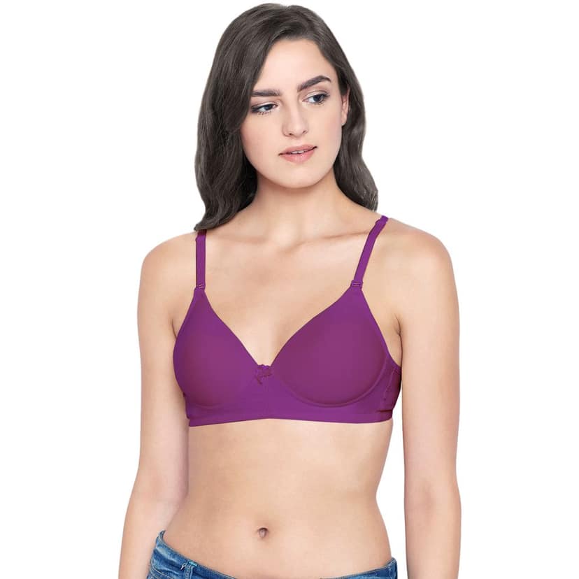 Bodycare Cotton Spandex Padded Non wired Tshirt Bra-Pack of 3 view 2