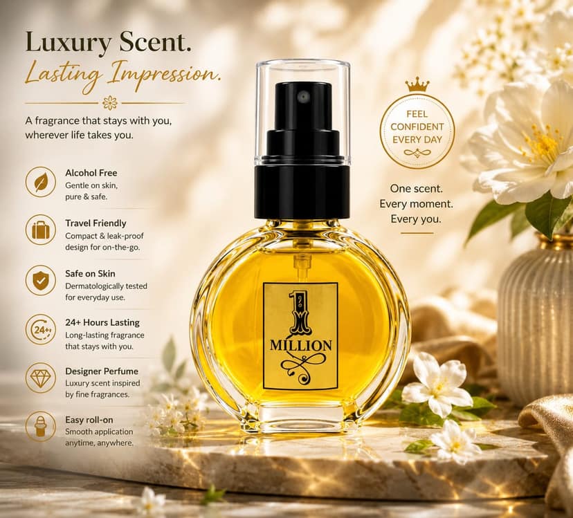 Elegantra Million Pocket Perfume for Men & Women 12ml Pack of 1 | Long Lasting Attar Perfume | Alcohol-Free Concentrated Fragrance Oil | Travel-Friendly Designer Pocket Perfume view 3