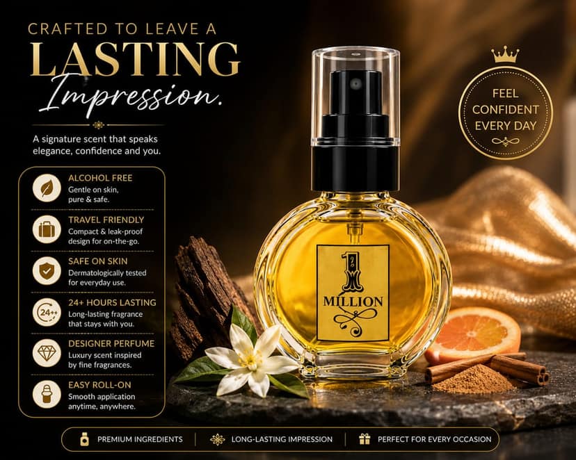 Elegantra Million Pocket Perfume for Men & Women 12ml Pack of 1 | Long Lasting Attar Perfume | Alcohol-Free Concentrated Fragrance Oil | Travel-Friendly Designer Pocket Perfume view 4