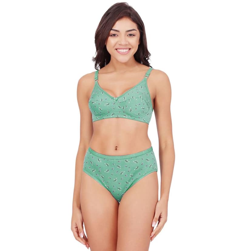 Bodycare Women's Assorted Prints Combed Cotton Bra & Panty Set 6450C