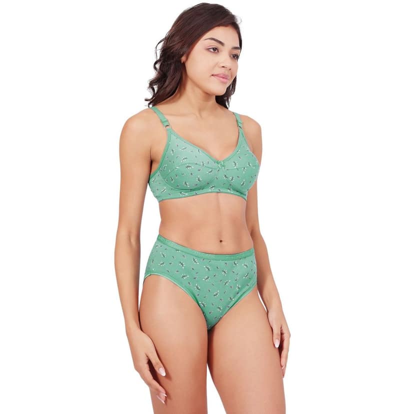 Bodycare Women's Assorted Prints Combed Cotton Bra & Panty Set 6450C view 4