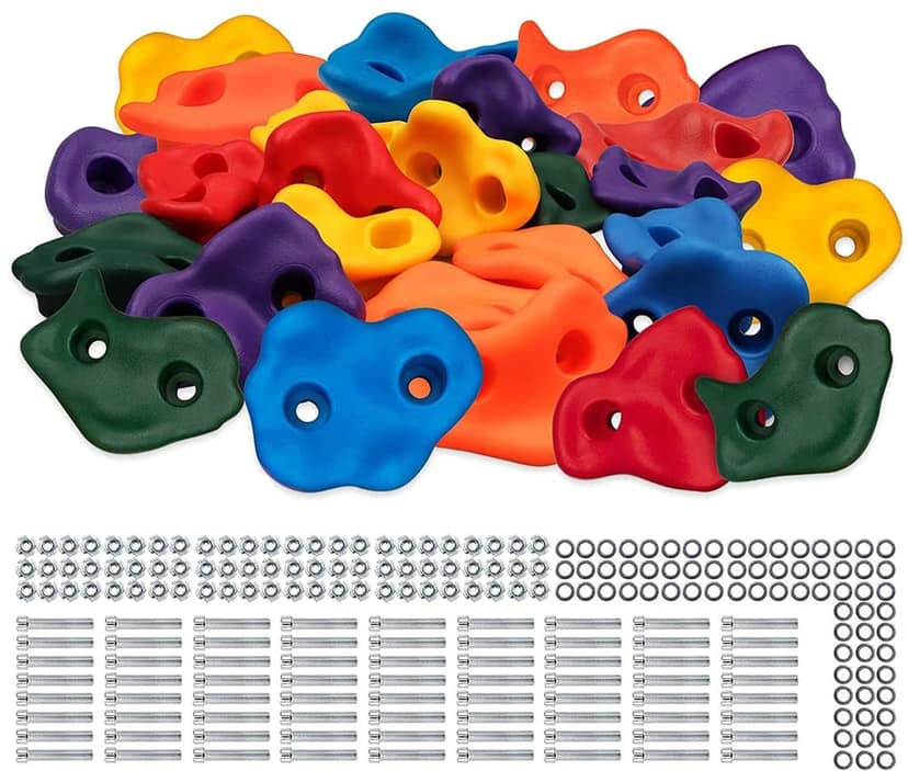 REZNOR Multisize Large Rock Climbing Holds Play Set for Kids, Adult Wall Climbing Stone for DIY Children Playground Wall/Wood Block, Multicolor