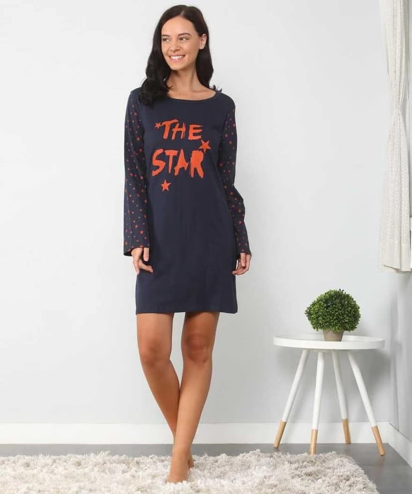Klamotten Women's Printed Full Sleeves Sleepshirt DB13N view 6