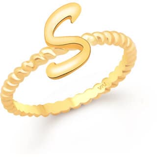 Vighnaharta Stylish Spiral Ring Shank S Letter Gold Plated Alloy Finger Ring for Women and Girls - VFJ01312FRG8