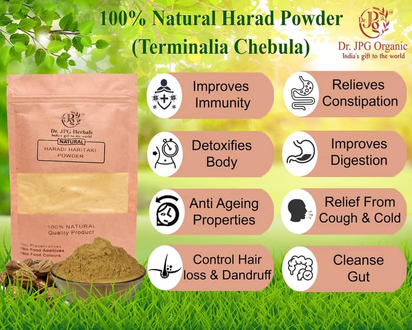 Dr. JPG Organic Herbals Natural Harad/Haritaki Fruit Powder-100g / Terminalia Chebula. (Pack Of 1) view 2