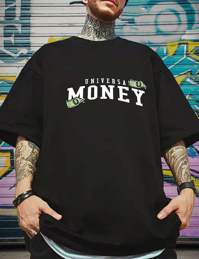 SCOTT FINCHER Men's T-Shirt "Universal Money" Black Oversized T-Shirt : AA(ARN)BLACK_220 view 4