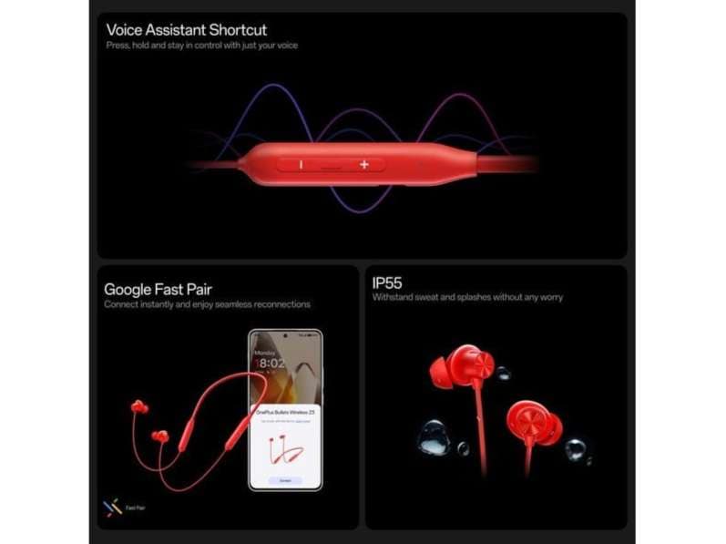 OnePlus Bullets Wireless Z3 In-Ear Neckband with 12.4mm Drivers, 3D Spatial Audio, 10 mins Charge for 27 hrs Playback - Mambo Midnight view 4