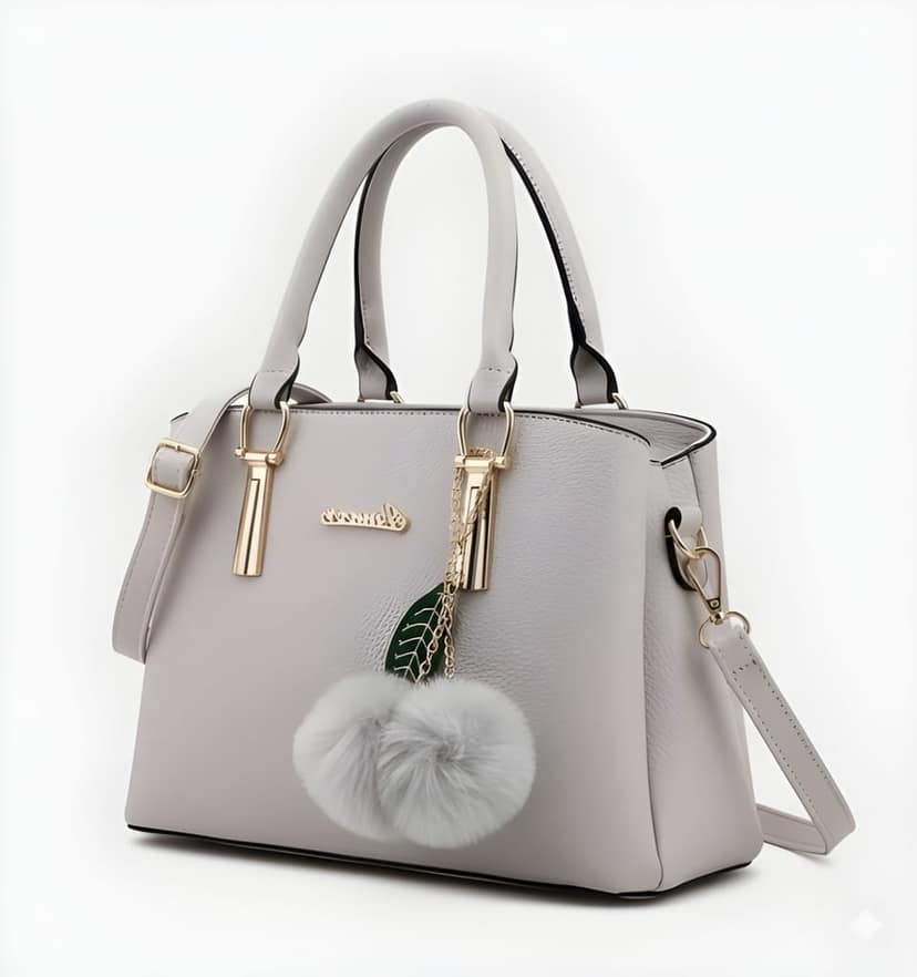 Women's Designer Tote Handbag with Pom Pom Charm, Scarf & Detachable Sling | Premium Shoulder Bag for Daily Use (Heavy Quality)