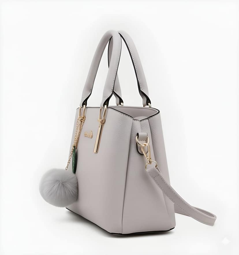 Women's Designer Tote Handbag with Pom Pom Charm, Scarf & Detachable Sling | Premium Shoulder Bag for Daily Use (Heavy Quality) view 3