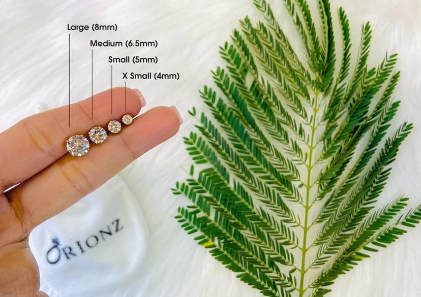 Round Solitaire CZ Ear Stud For Him (1 Pc Only) view 5